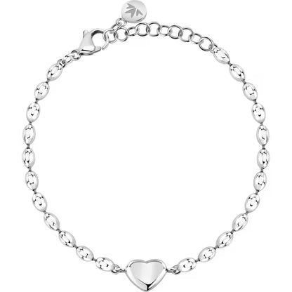 Morellato Damenarmband aus silbernem Stahl mit Kugeln und goldenem Schmetterlingsanhänger _SAUN35 