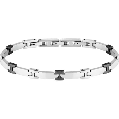 Bracciale Morellato Motown Uomo Acciaio Silver Nera _SALS101