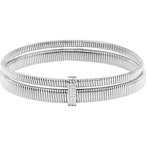Morellato Damenarmband aus silbernem Stahl mit Kugeln und goldenem Schmetterlingsanhänger _SAUN35 