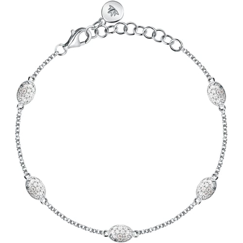Morellato Damenarmband aus silbernem Stahl mit Kugeln und goldenem Schmetterlingsanhänger _SAUN35 