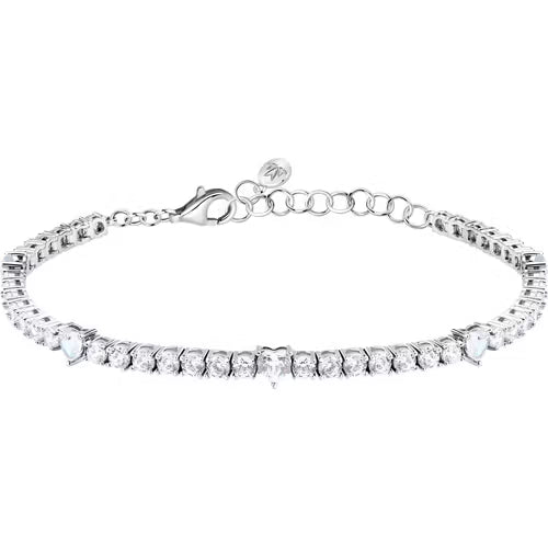 Bracciale Morellato Tesori Donna Acciaio Tennis Cuori Bianchi _SAIW233