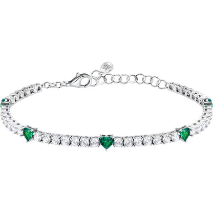 Morellato Damenarmband aus silbernem Stahl mit Kugeln und goldenem Schmetterlingsanhänger _SAUN35 