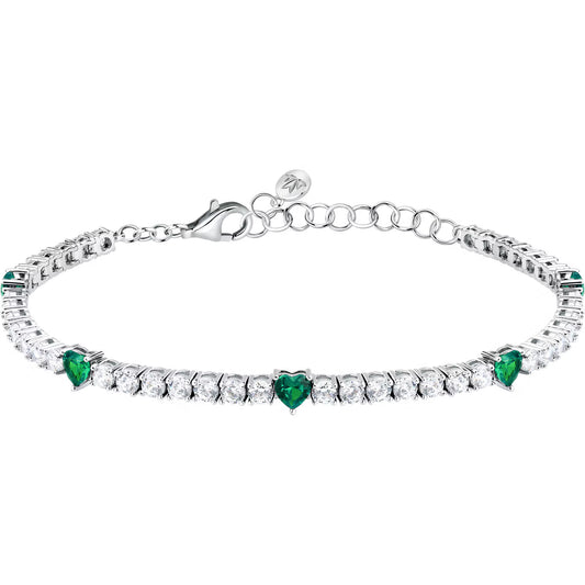 Bracciale Morellato Tesori Donna Acciaio Tennis Cuori Verde _SAIW2365