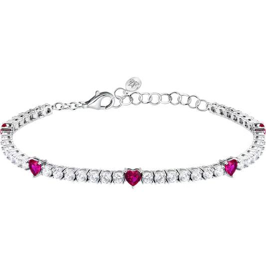 Bracciale Morellato Tesori Donna Acciaio Tennis Cuori Rosa _SAIW236
