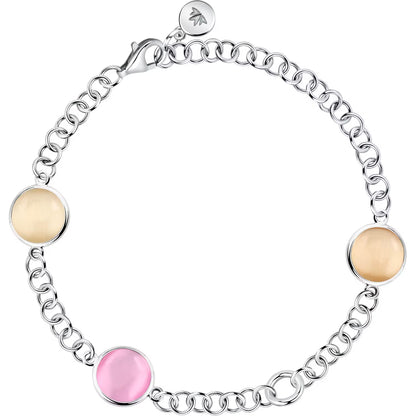 Morellato Damenarmband aus silbernem Stahl mit Kugeln und goldenem Schmetterlingsanhänger _SAUN35 