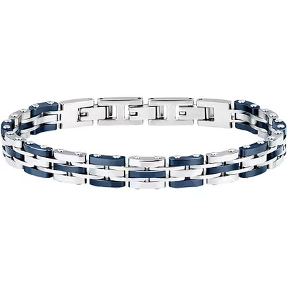 Bracciale Sector Uomo Acciaio Ceramica Blu Maglia Larga _SAFR49