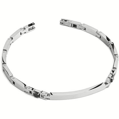Boccadamo Herrenarmband aus Silber und schwarzem Stahl mit Zirkonia _ABR721 