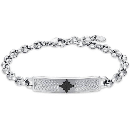 Bracciale Luca Barra Acciaio Silver Placchetta Rosa Venti _BA1720