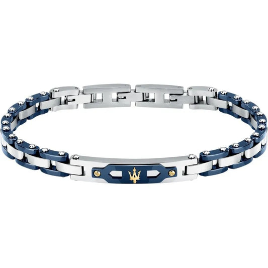 Bracciale Maserati Uomo Acciaio Ceramica Blu Inserti Oro 18 kt _JM424AXU03