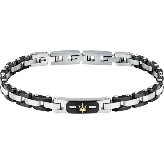 Bracciale Maserati Uomo Acciaio Ceramica Nera  e Ora Giallo 18KT _JM424AXU05