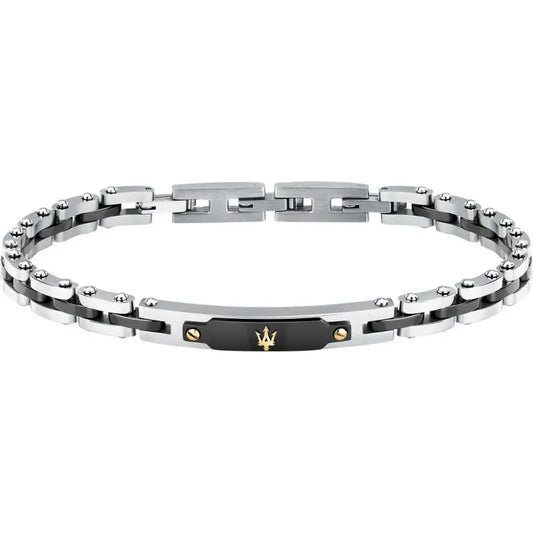 Bracciale Maserati Uomo Acciaio Ceramica Nera  e Ora Giallo 18KT _JM424AXU06