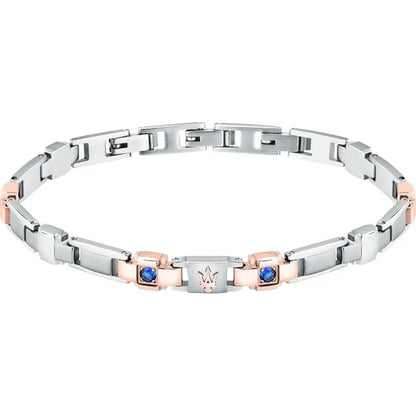 Bracciale Maserati Uomo Acciaio Zaffiri Blu PVD Ora Rosa _JM224AXO01