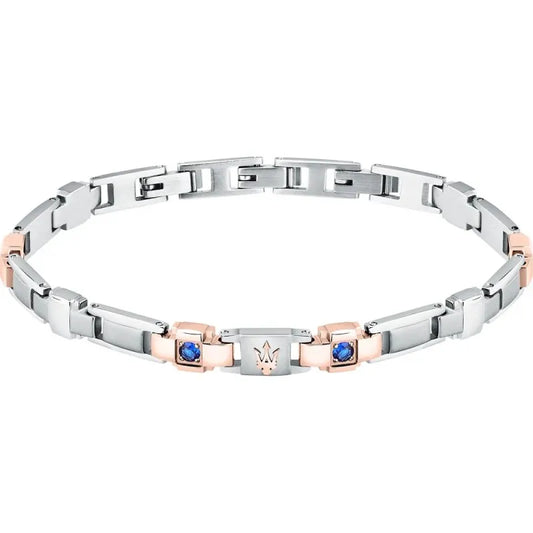 Bracciale Maserati Uomo Acciaio Zaffiri Blu PVD Ora Rosa _JM224AXO01