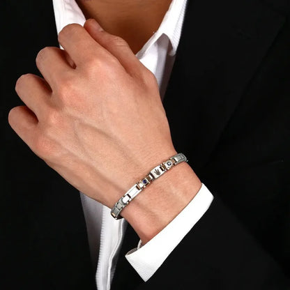Bracciale Maserati Uomo Acciaio Zaffiri Blu PVD Ora Rosa _JM224AXO01