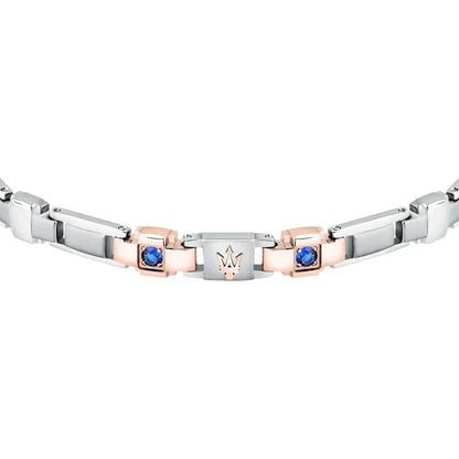 Bracciale Maserati Uomo Acciaio Zaffiri Blu PVD Ora Rosa _JM224AXO01