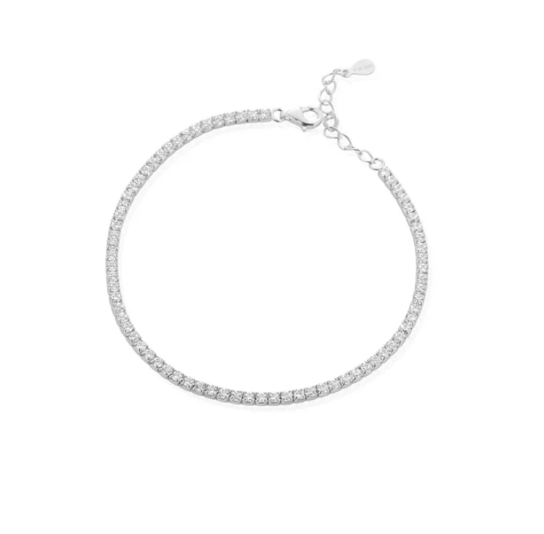 The Writings of Love Armband für Damen, 925 Silber, Tennisarmband, Herz, Aquamarin _LSB36 