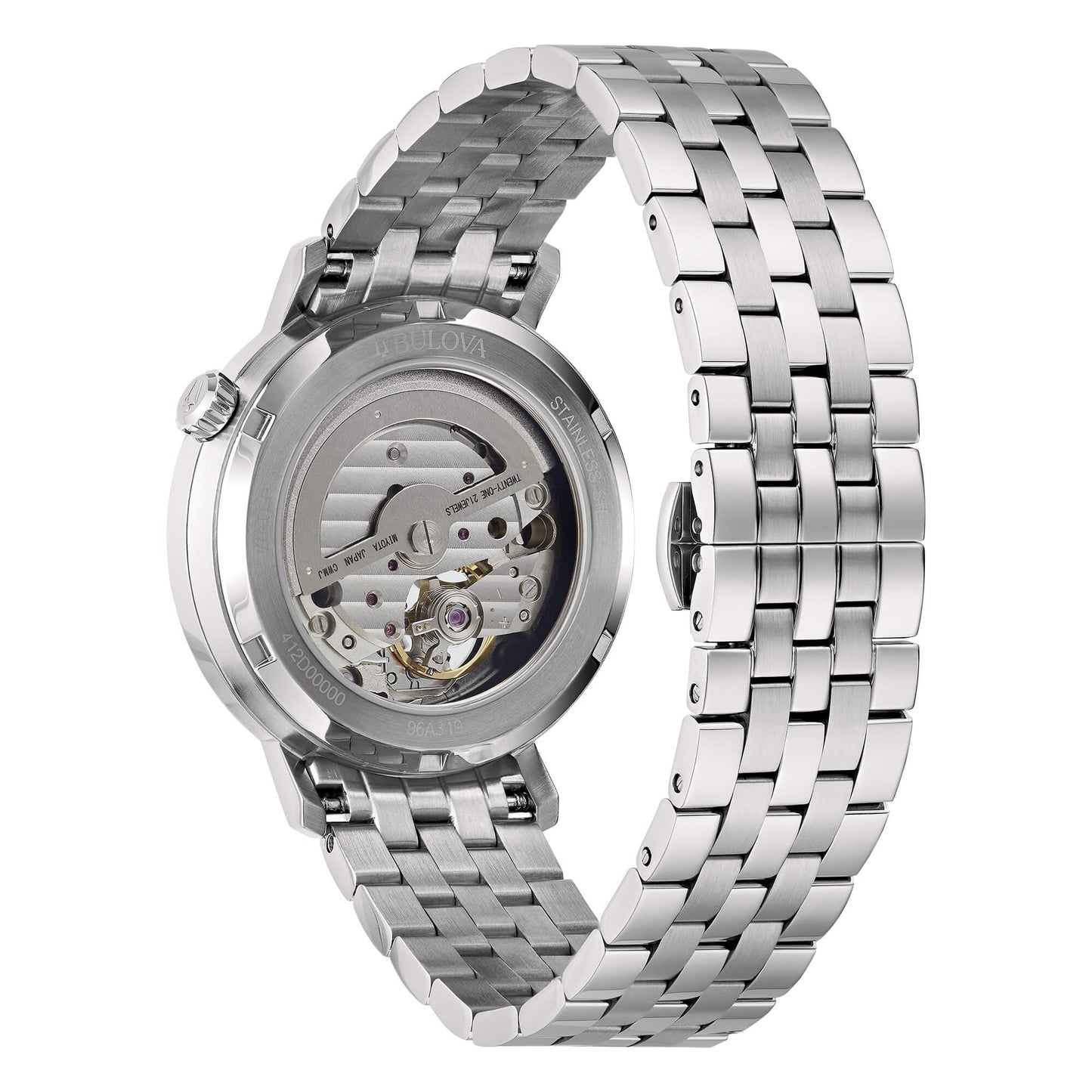 Bulova Herrenuhr Stahl Automatik Sutton Grau 96A119 