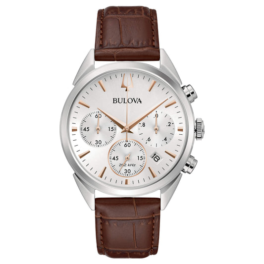 Orologio Bulova Uomo Crono High Precision -262kHz-Pelle Marrone _96B370