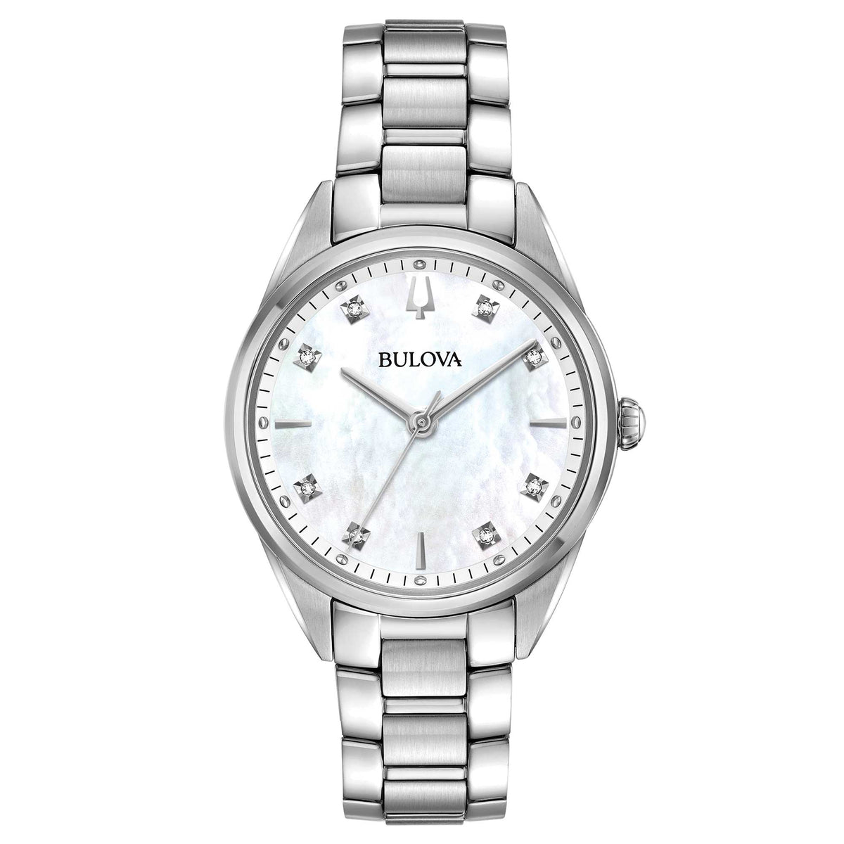 Bulova Damenuhr in Roségold, Silber, Perlmutt-Zifferblatt, Kristalle 98R281 