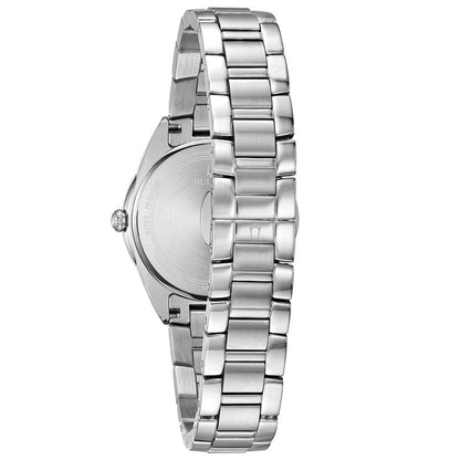 Bulova Damenuhr in Roségold, Silber, Perlmutt-Zifferblatt, Kristalle 98R281 
