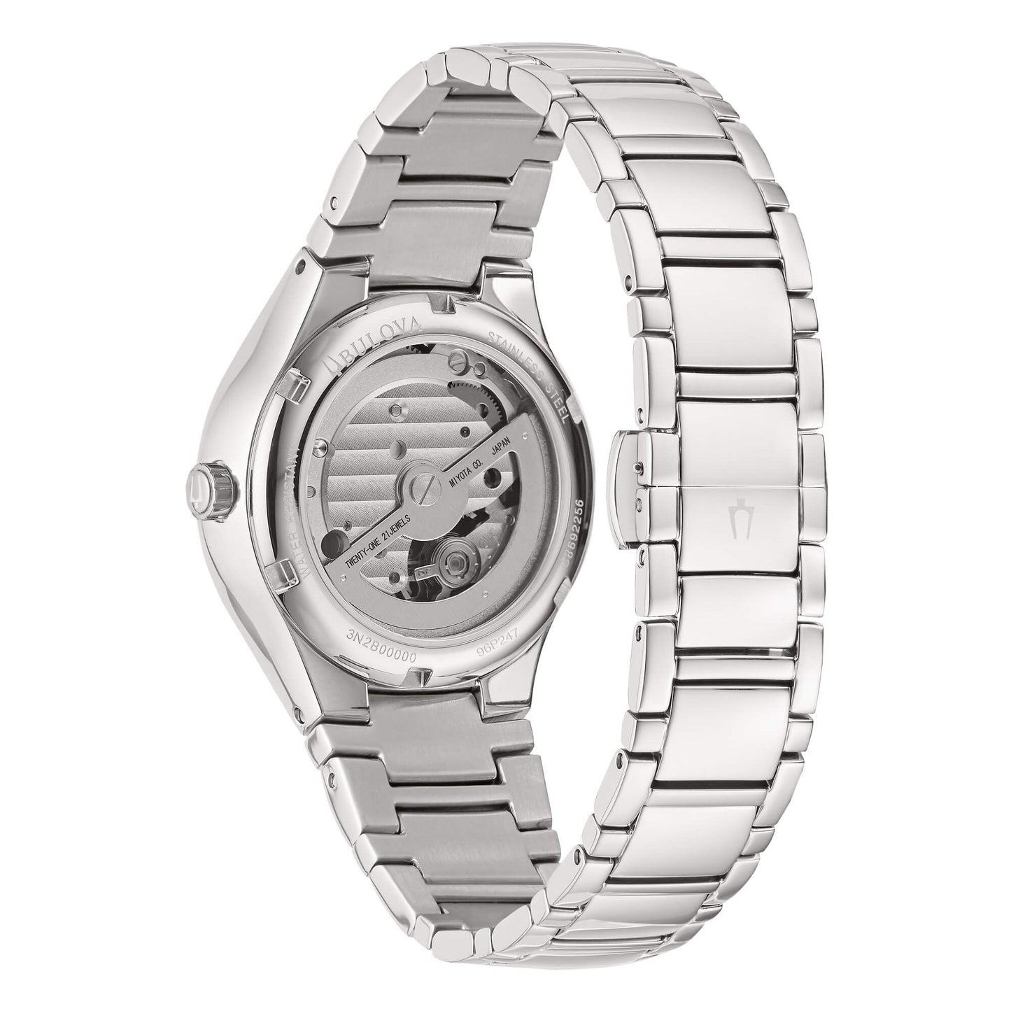 Orologio Bulova Donna Acciaio Lady Automatic Open Heart Madreperla _96P247