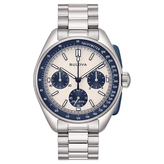 Orologio Bulova Lunar Pilot Uomo Acciaio Quarzo Bianco Blu _98A305