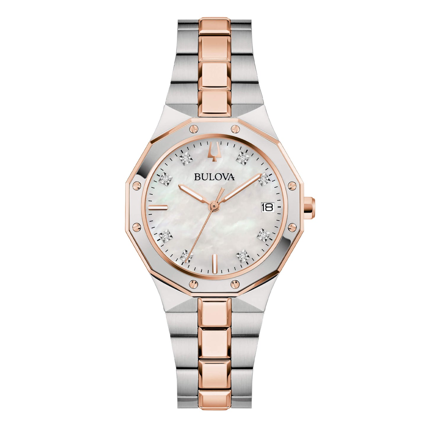 Orologio Bulova Donna Acciaio Octagon Lady Diamond Madreperla _98P235