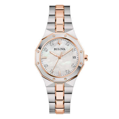 Orologio Bulova Donna Acciaio Octagon Lady Diamond Madreperla _98P235