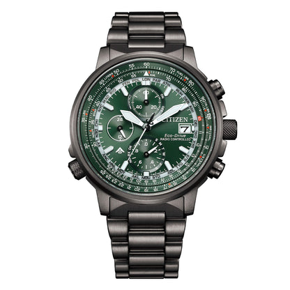 Orologio Citizen Uomo Promaster Crono Pilot Radio Controllato Eco-Drive Verde _AT8304-57W