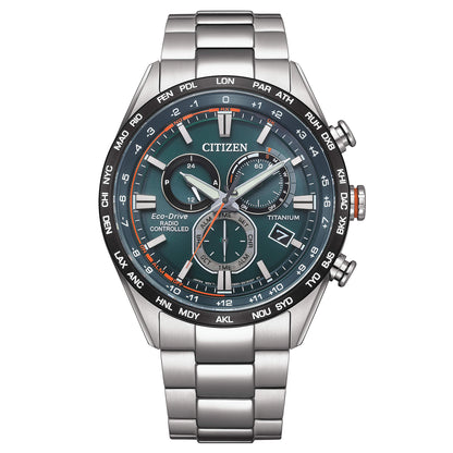 Orologio Citizen Uomo Titanio Silver Radio Controllato Eco-Drive Verde - Nero _CB5946-82X
