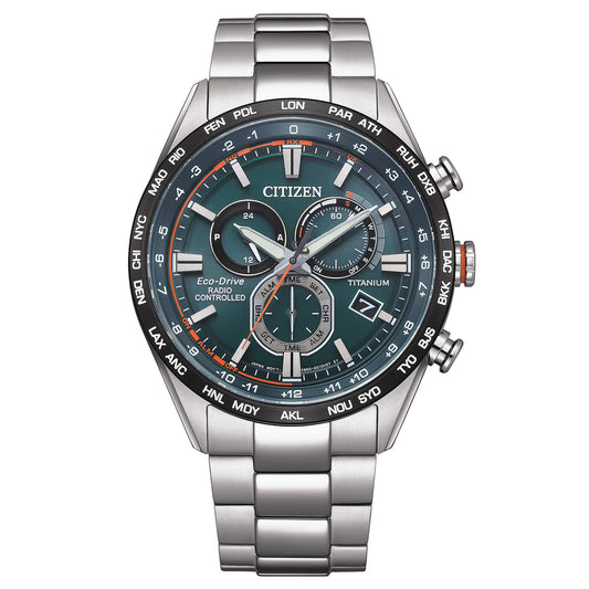 Orologio Citizen Uomo Titanio Silver Radio Controllato Eco-Drive Verde - Nero _CB5946-82X