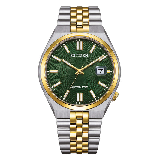 Orologio Citizen Tsuyosa 60 Uomo Acciaio Automatico Silver e Gold Verde _NK0024-54X