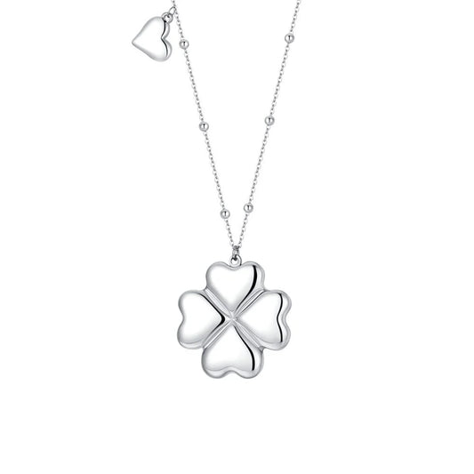 Collana Lunga Luca Barra Donna Acciaio Pendente Quadrifoglio _CK2247