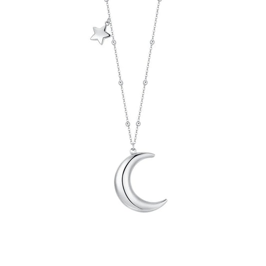 Collana Lunga Luca Barra Donna Acciaio Pendente Luna e Stelle _CK2249
