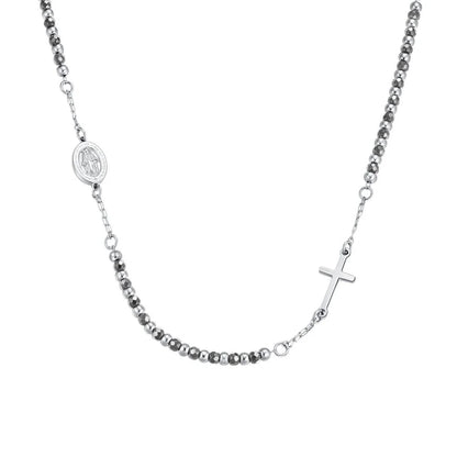 Collana Luca Barra Uomo Acciaio Rosario Ematite Grigia _CL360