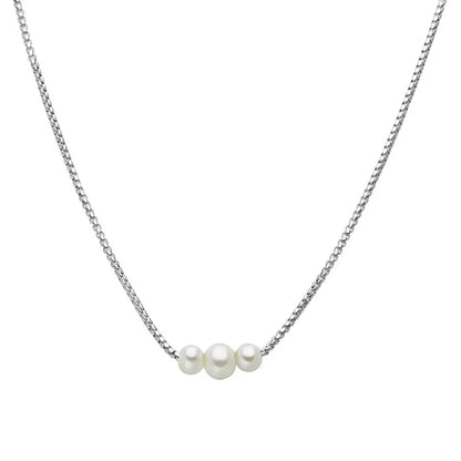 Collana Miluna Donna Argento 925 Filo Tre Perle _PCL6628