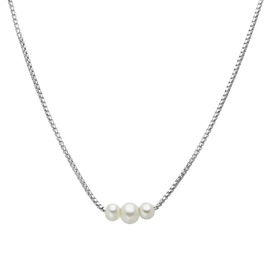 Collana Miluna Donna Argento 925 Filo Tre Perle _PCL6628