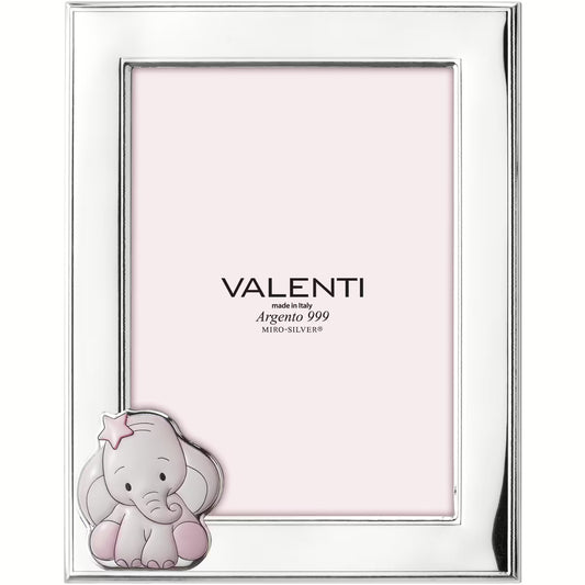 Cornice Portafoto Valenti Bambina Argento 999 Elefantino Rosa _73185 3L