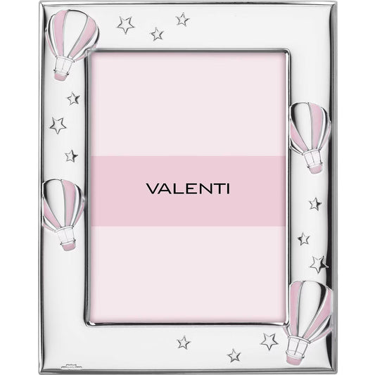 Cornice Portafoto Valenti Bambina Argento 999 Mongolfiere Rosa _M73129 3L