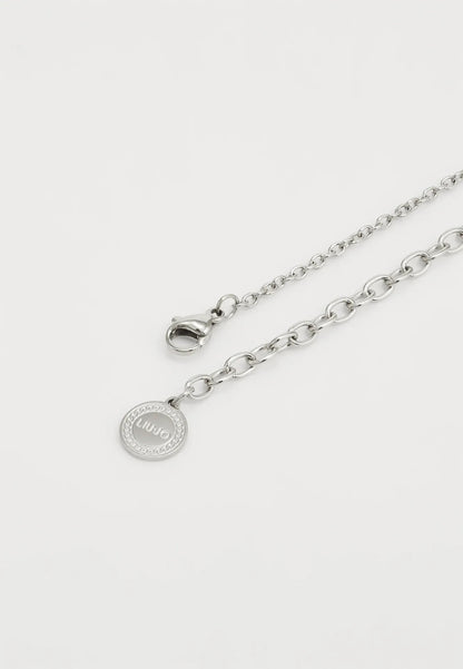 Collana Liu Jo Donna Acciaio Silver Multifilo Logo Cristalli Bianchi _LJ2902