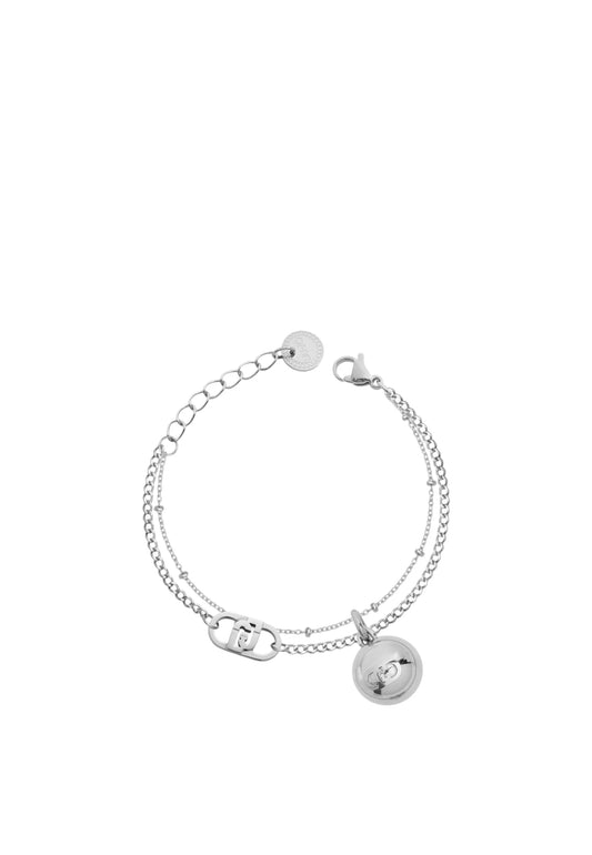 Bracciale Liu Jo Donna Acciaio Silver Doppio Filo Finale Sfera _LJ3040