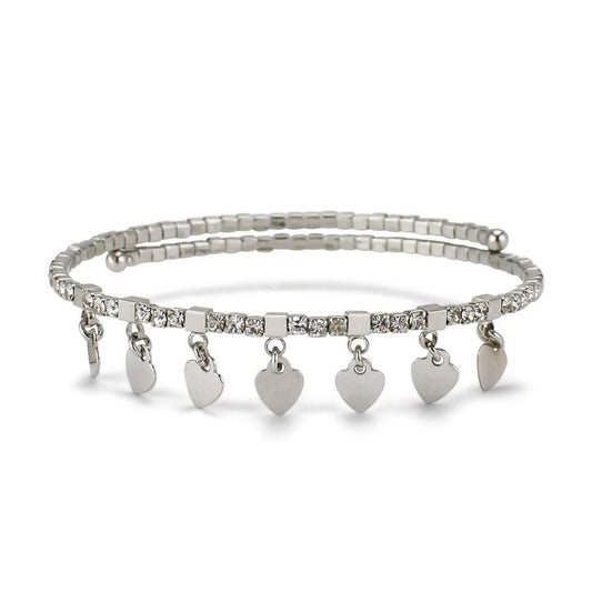 Bracciale Boccadamo MYA Donna Acciaio Tennis Rigido Cristalli Bianchi Cuori  _ JJ/BR31