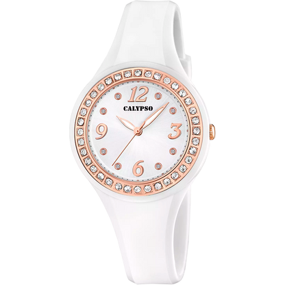 Orologio CALYPSO Trendy Donna Acciaio Tempo Cinturino Gomma Bianco _K5567-B