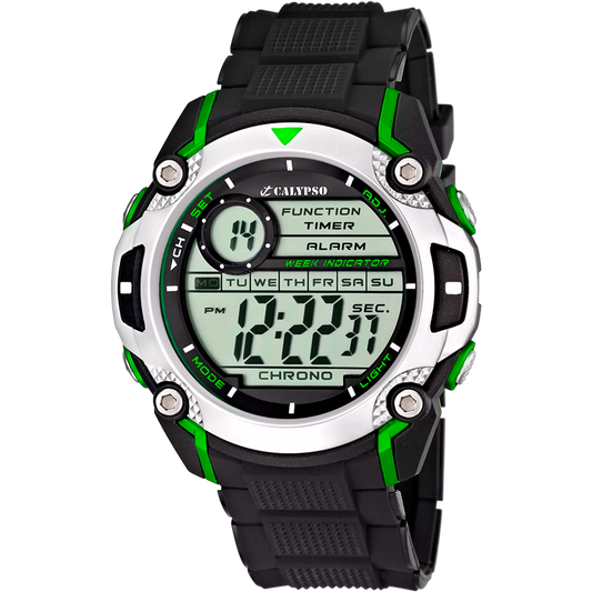 Orologio CALYPSO Uomo Digitale Gomma Nero Verde _K5577-3