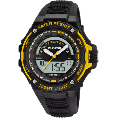 Orologio CALYPSO Flash Time Uomo Analogico-Digitale Gomma Nero Oro _K5768-4
