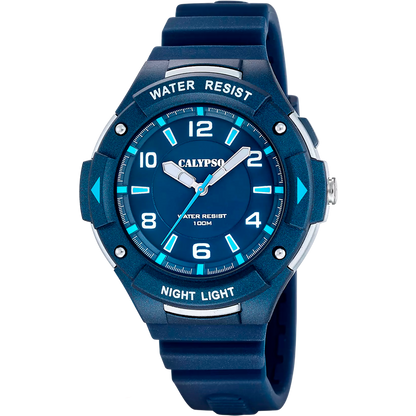 CALYPSO Herren Analog-Digital Uhr mit Polycarbonatgehäuse und blauem Armband _K5854-1 
