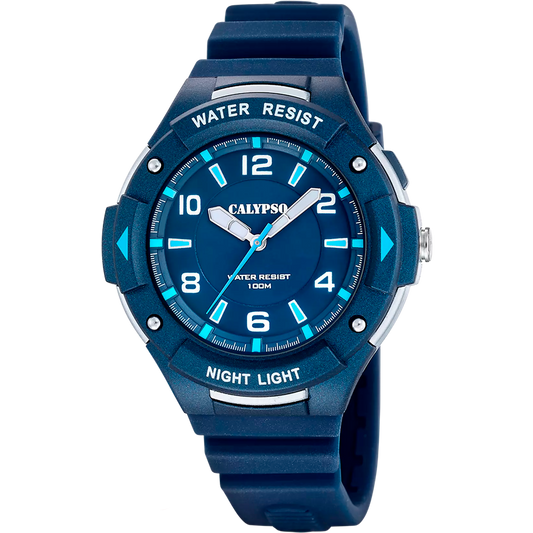 CALYPSO Herren Analog-Digital Uhr mit Polycarbonatgehäuse und blauem Armband _K5854-1 