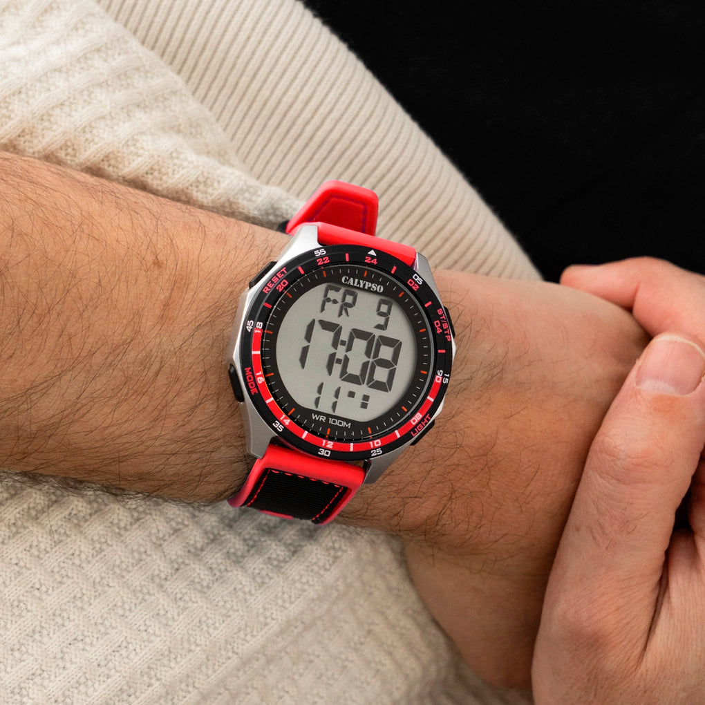 CALYPSO Herren Analog-Digital Uhr mit Polycarbonatgehäuse und blauem Armband _K5854-1 