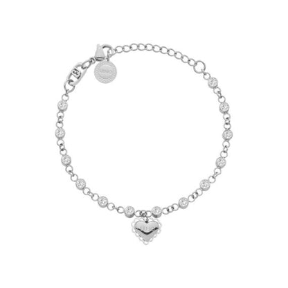 Bracciale Liu Jo Donna Acciaio  A Catena zirconi Bianchi e Charm Cuore _LJ3338