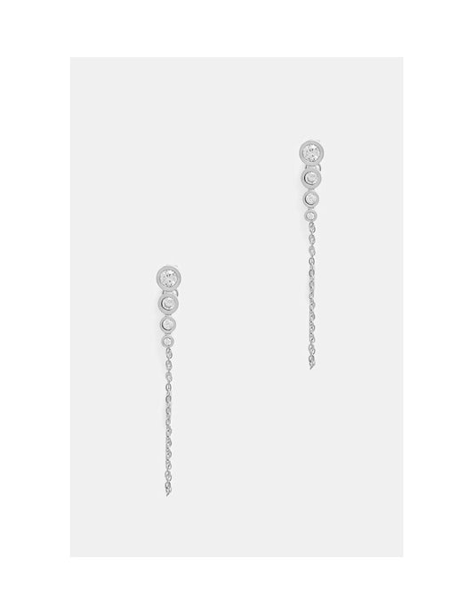 Orecchini LIU JO Donna Acciaio Silver Pendenti Catenina Cristalli _LJ2994